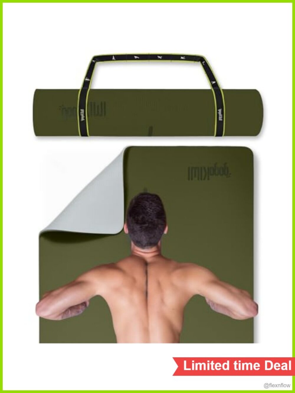 Extra Wide Yoga Mat 72x36 Non Slip Fitness Exercise Mat with Alignment Marks,